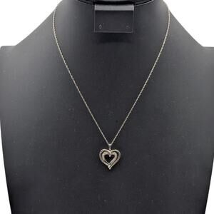 Allure Gems LLC 925 Sterling Diamond Accent Two Hearts Forever Pendant Necklace